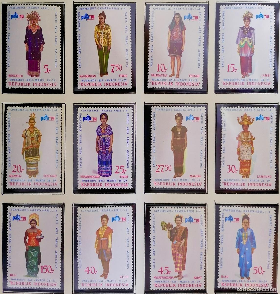 Sellos: INDONESIA 1974 - TRAJES T&Iacute;PICOS / INCOMPLETA . - Foto 3