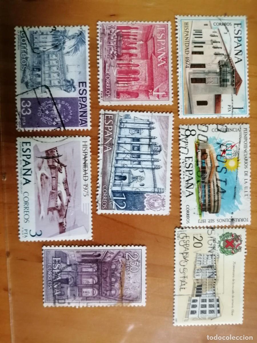 Sellos: ESPA&Ntilde;A - LOTE CON 8 SELLOS USADOS DE EDIFICIOS. - Foto 1