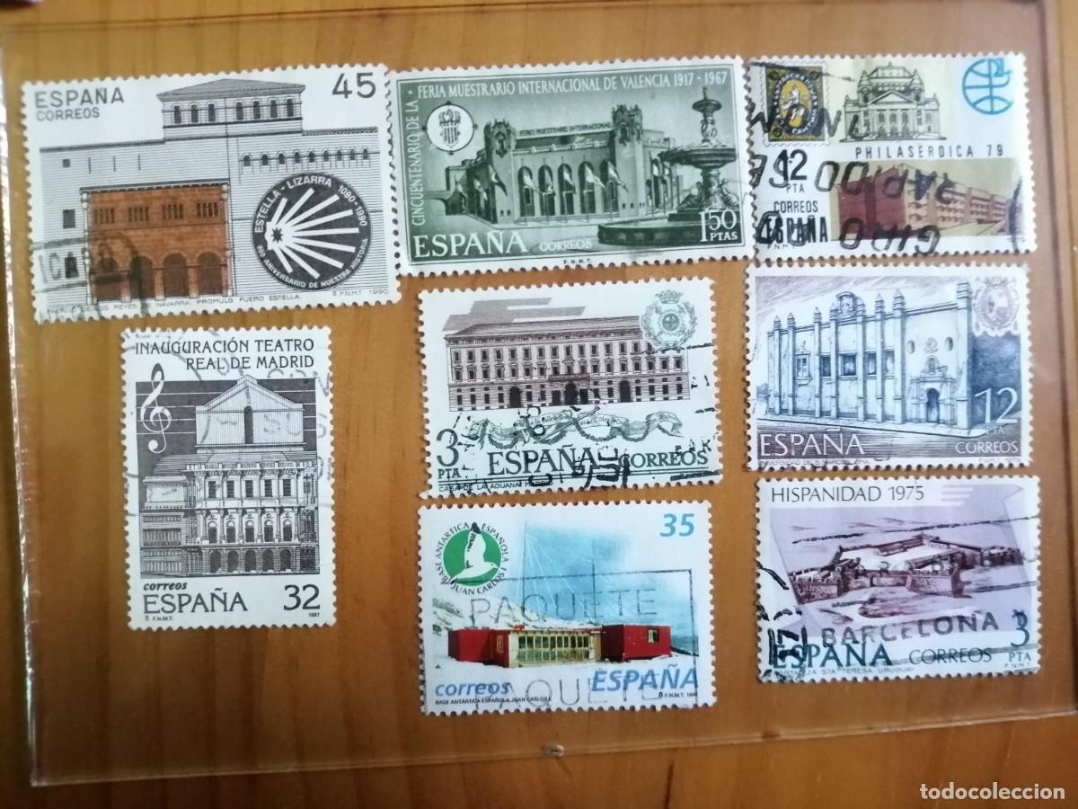 Sellos: ESPA&Ntilde;A - LOTE CON 8 SELLOS USADOS DE EDIFICIOS. - Foto 1