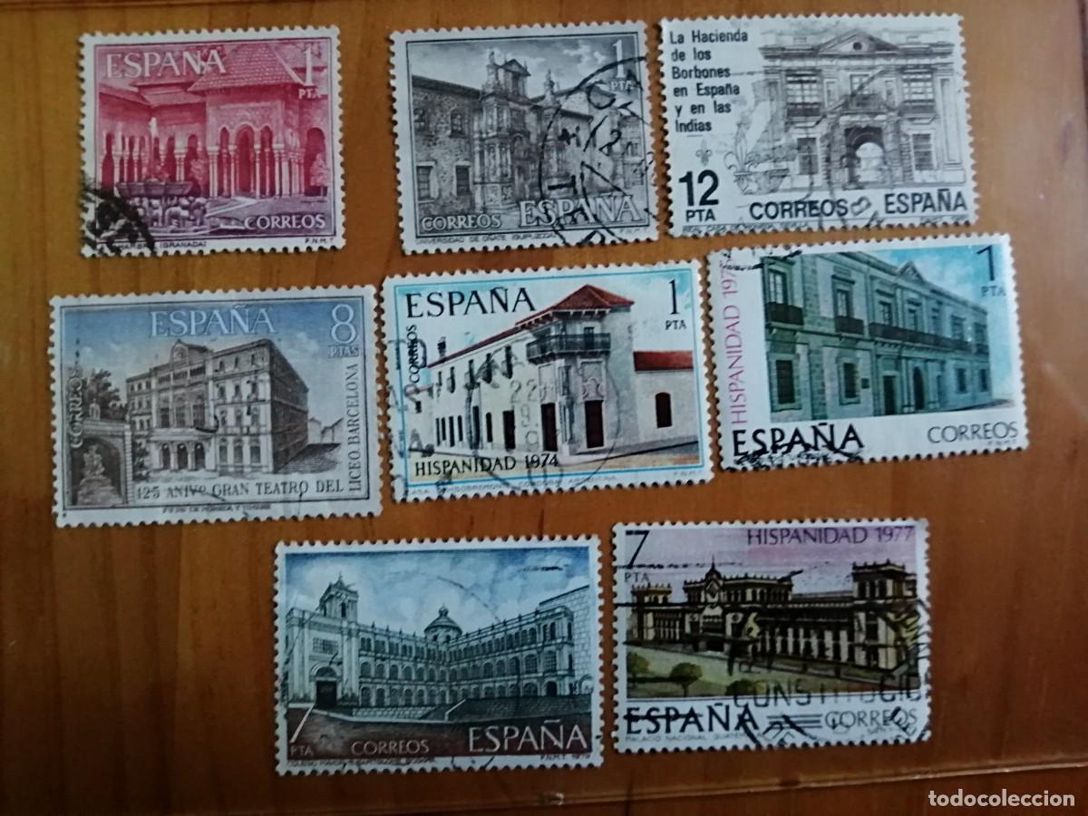 Sellos: ESPA&Ntilde;A - LOTE CON 8 SELLOS USADOS DE EDIFICIOS. - Foto 1