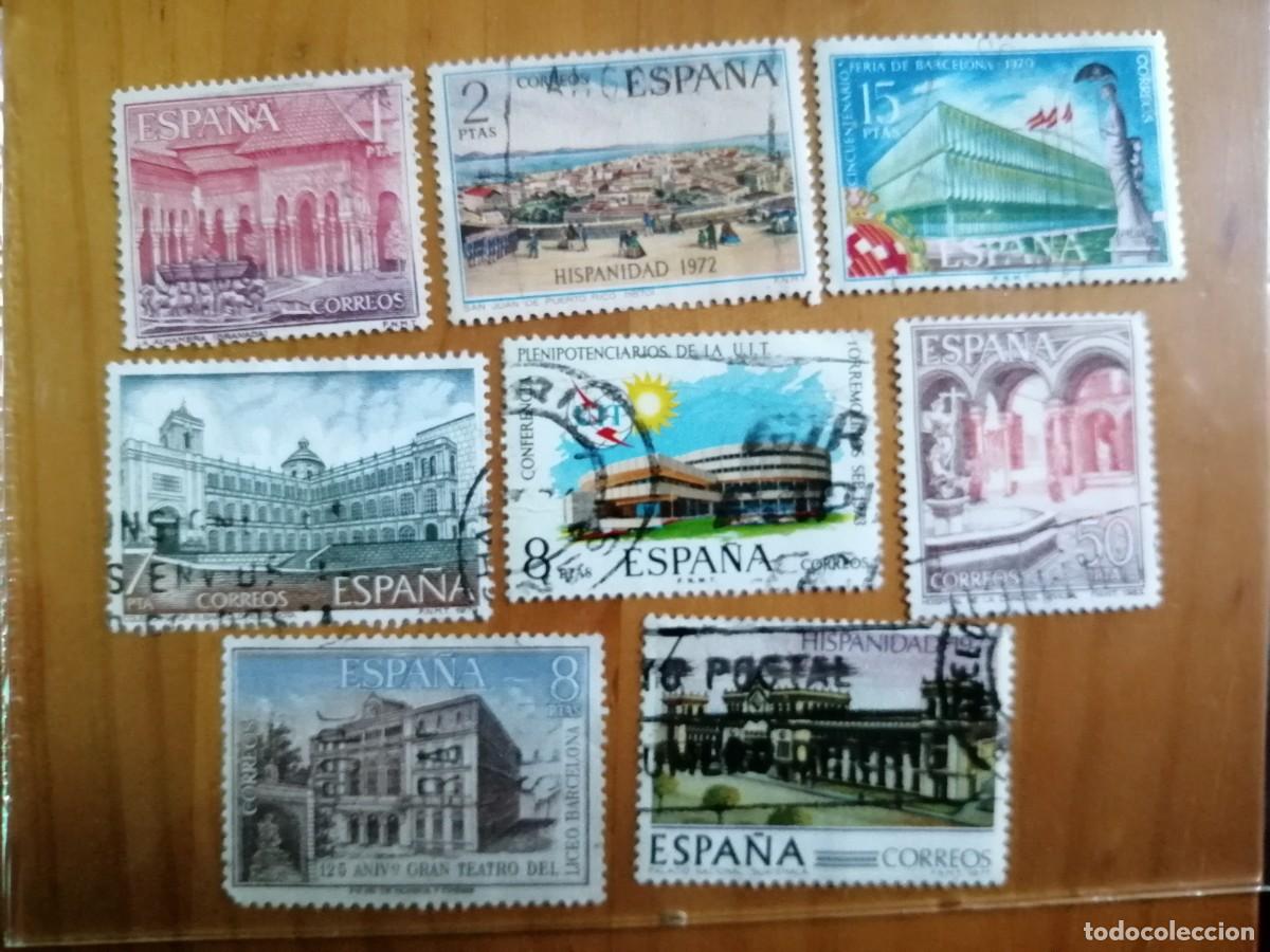 Sellos: ESPA&Ntilde;A - LOTE CON 8 SELLOS USADOS DE EDIFICIOS. - Foto 1