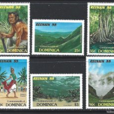 Sellos: DOMINICA 1003/08** - AÑO 1988 - REUNION 88, PROGRAMA TURISTICO - FOLKLORE - PAISAJES