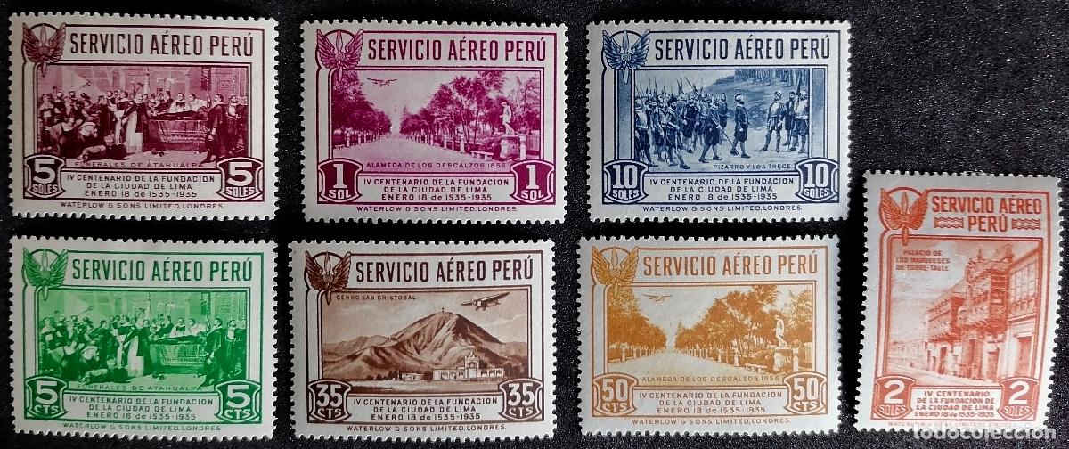 Sellos: PER&Uacute; 1935 - FUNDACI&Oacute;N DE LIMA . - Foto 1