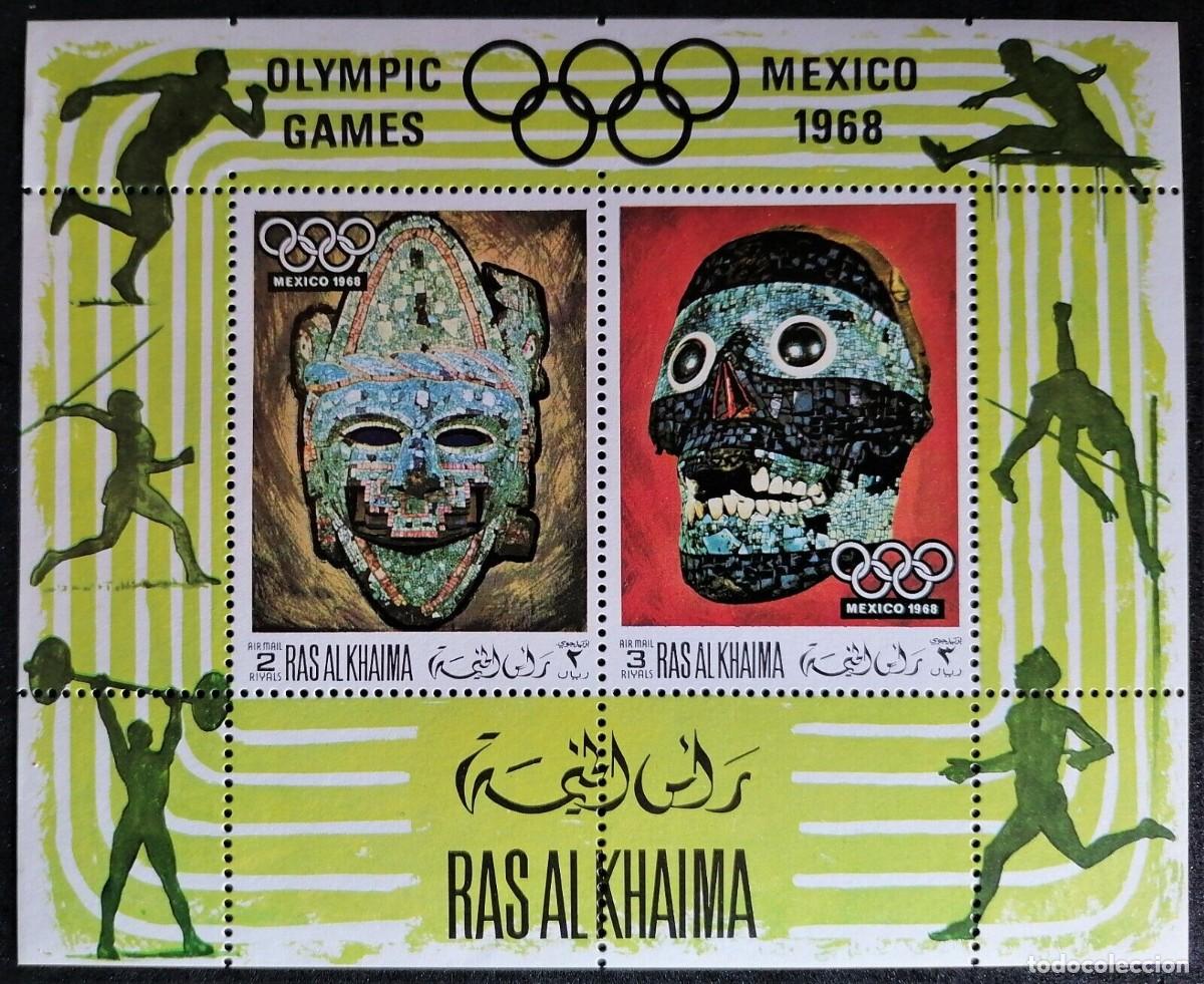 Sellos: RAS AL KHAIMA 1969 - HB JJ.OO. M&Eacute;XICO 68 - Foto 1