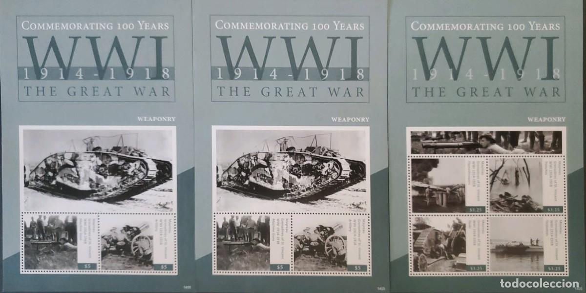 Briefmarken: D)2014, MAYREAU, WORLD WAR I WEAPONRY, ARTILLERY, MACHINE GUNS, DRAMATIC PHOTOGRAPHS OF WAR SOLDIERS