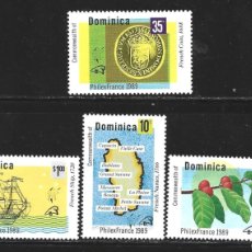 Sellos: DOMINICA 1096/99** - AÑO 1989 - PHILEXFRANCE 89, EXPOSICION FILATELICA MUNDIAL