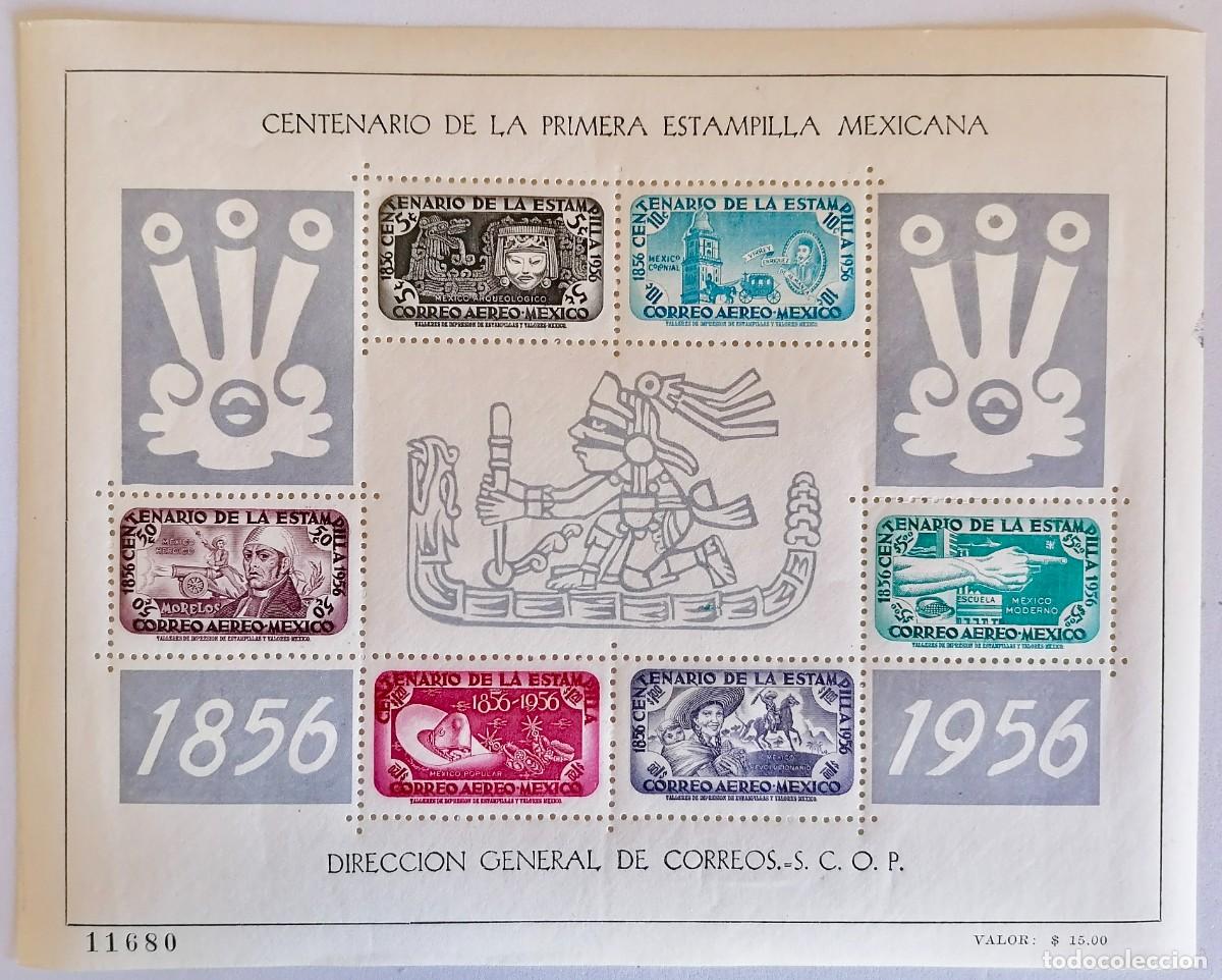 Sellos: M&Eacute;XICO 1956 - HB CENTENARIO DEL SELLO . A&Eacute;REOS . - Foto 1