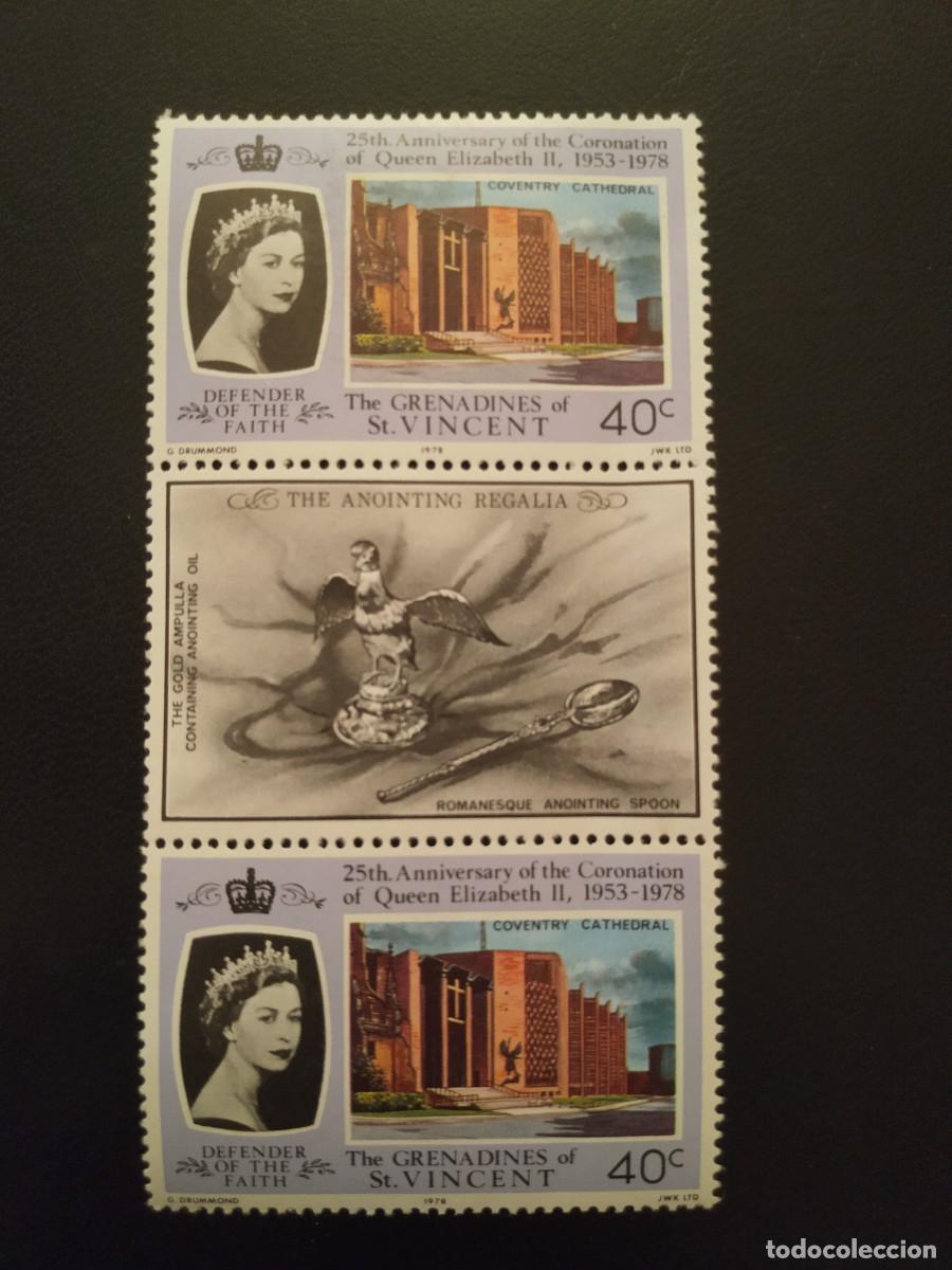 Stamps: BOLOQUE DE 2 SELLOS Y VI&Ntilde;ETA GRENADIES OF ST VINCENT 1978, 25 ANIVERSARIO CORONACI&Oacute;N, CATEDRALES