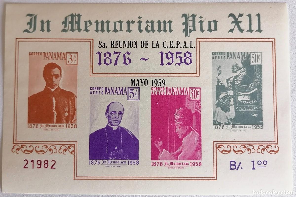 Sellos: PANAM&Aacute; 1959 - HB PIO XII . - Foto 1