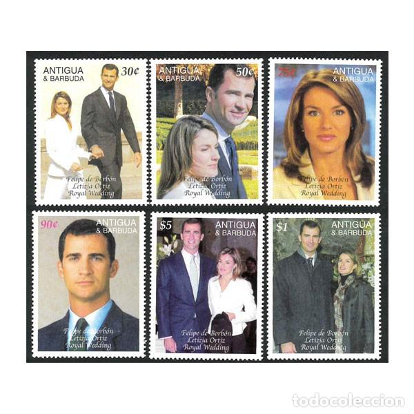 Stamps: Sellos Felipe VI y Letizia - 6 Valores Dentados Antigua y Barbuda
