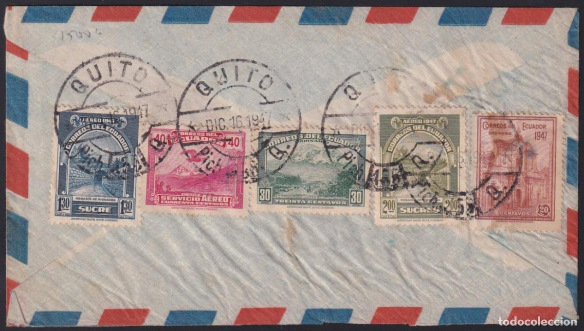 Sellos: Z124 ECUADOR 1947 REGISTERED COVER TO SPAIN ESPA&Ntilde;A.