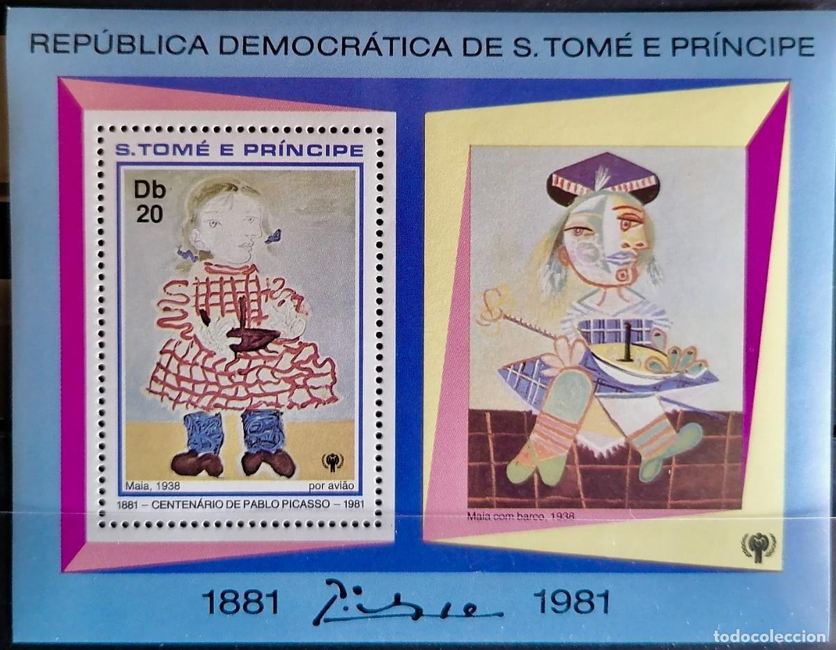 Sellos: SANTO TOM&Eacute; 1981 - HB PICASSO - &rdquo; NI&Ntilde;A &rdquo;. - Foto 1