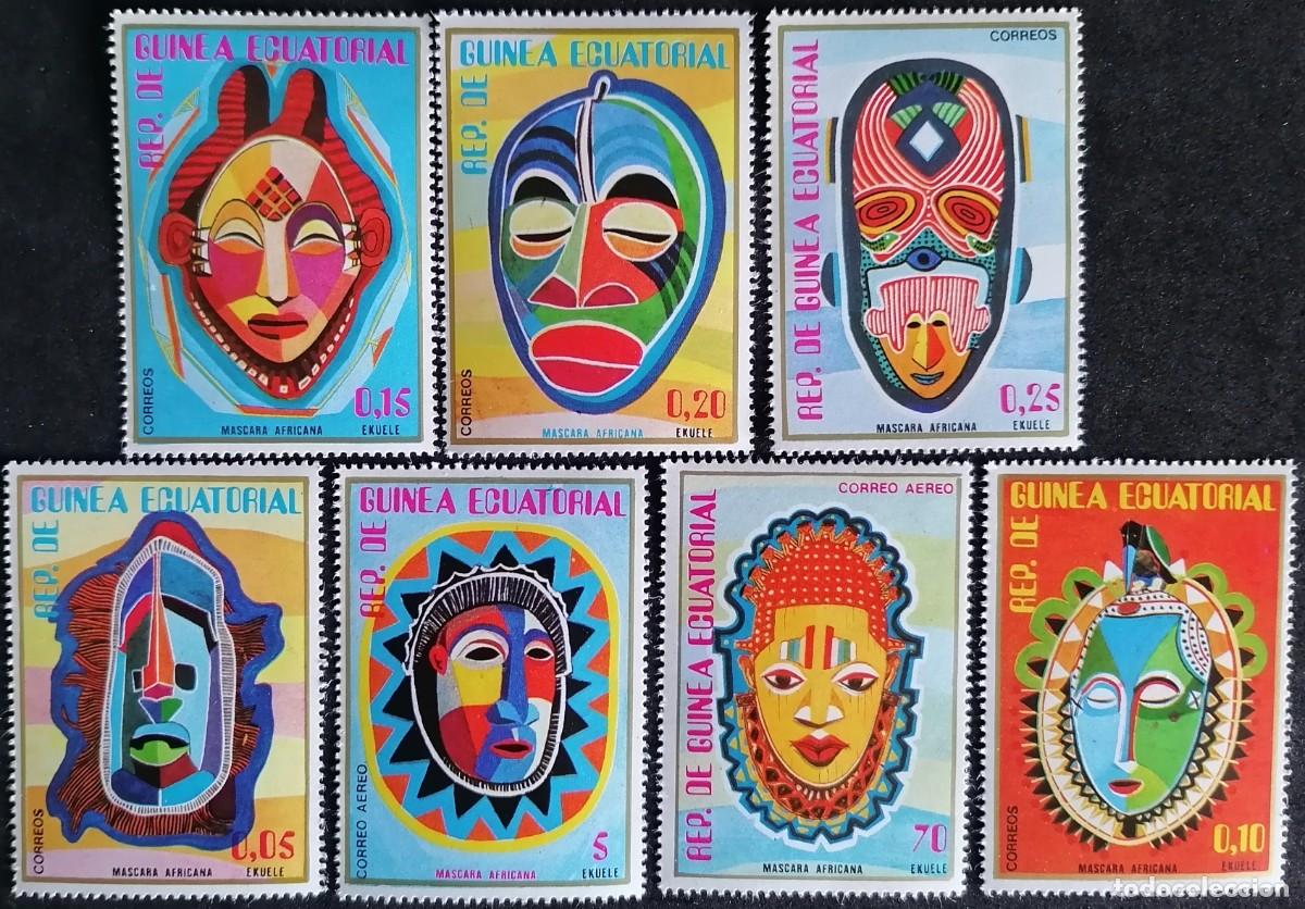 Sellos: GUINEA ECUATORIAL 1977 - M&Aacute;SCARAS . - Foto 1
