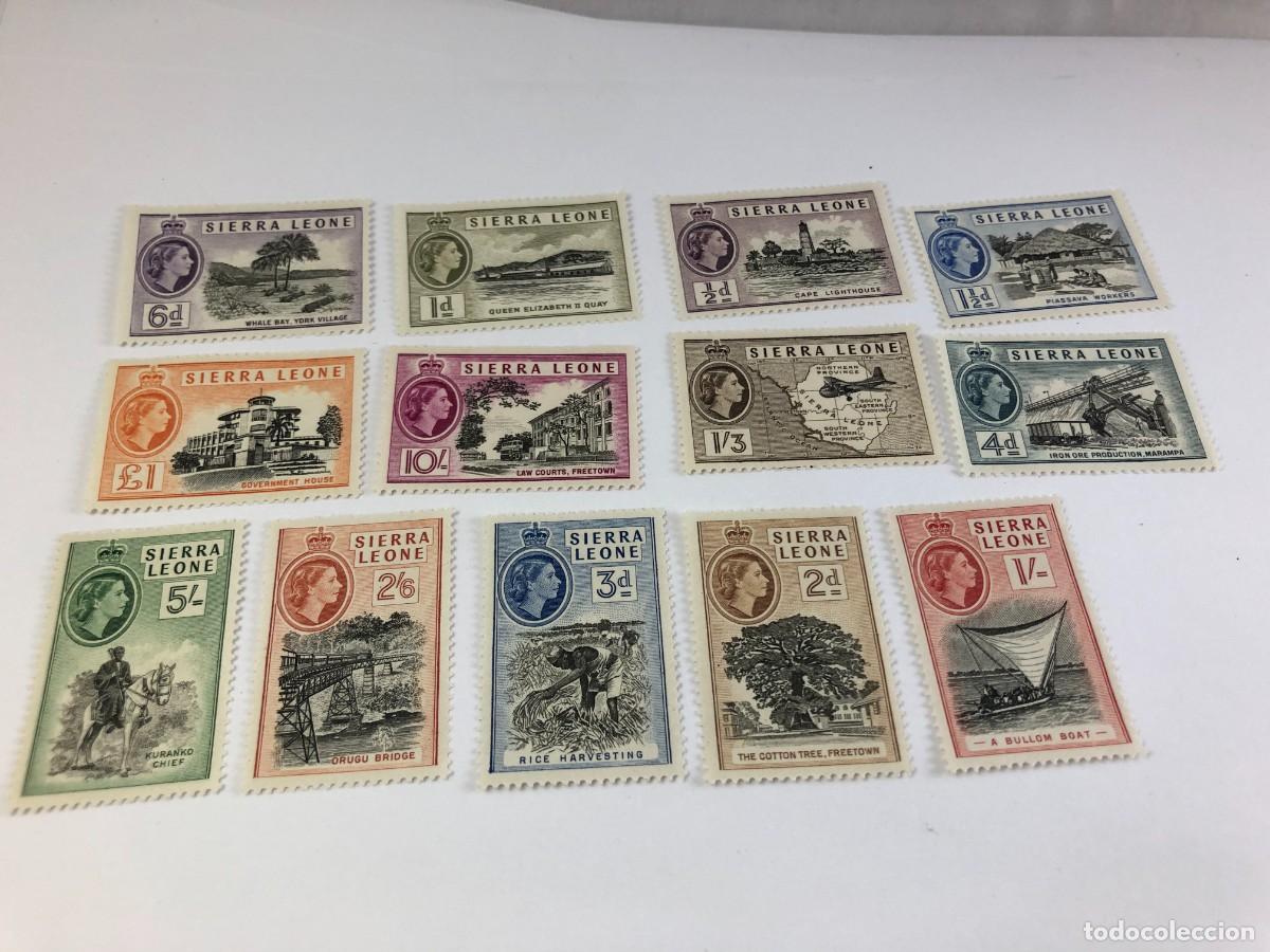 Stamps: Sellos lote Sierra Leona 1956&rsaquo; Trabajadores de Piassava - Penique brit&aacute;nico &rdquo;&rdquo;
