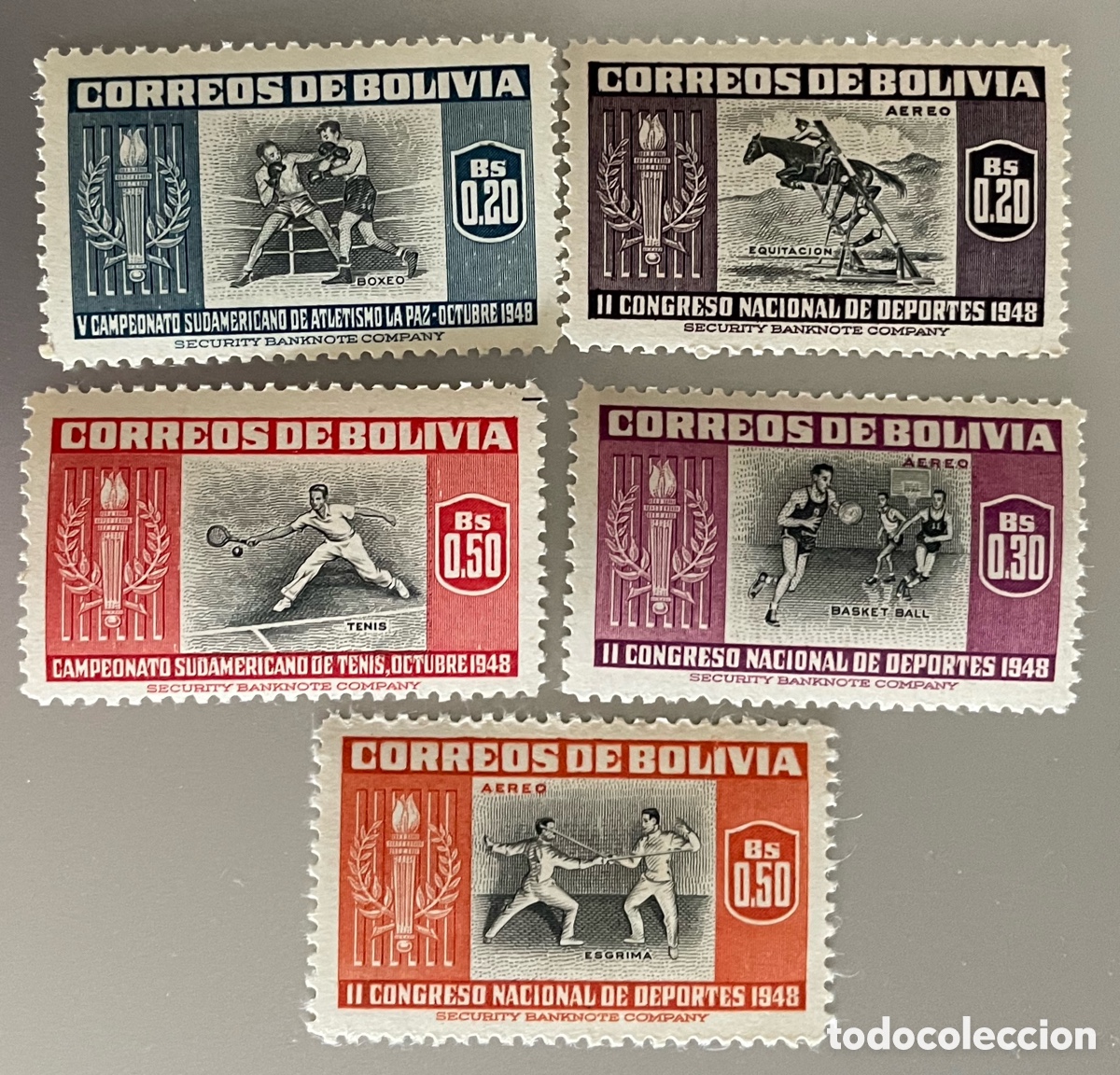 Sellos: Bolivia. Deportes. 1951 - Foto 1