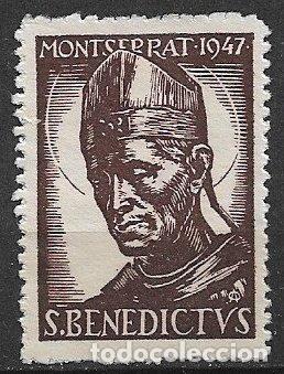 Sellos: VI&Ntilde;ETAS, Montserrat 1947, San Benedicto * * - Foto 1