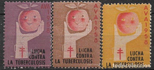 Stamps: VI&Ntilde;ETAS, Protuberculosos, 1958 AVA 3 vi&ntilde;etas dentadas * *
