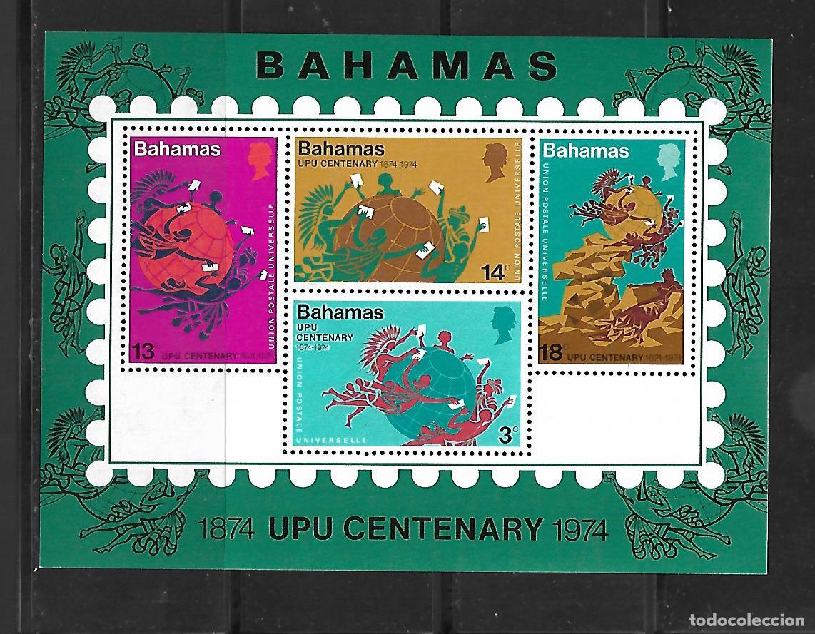 Sellos: HOJA BLOQUE DE BAHAMAS CENTENARIO DE LA UNION POSTAL - Foto 1