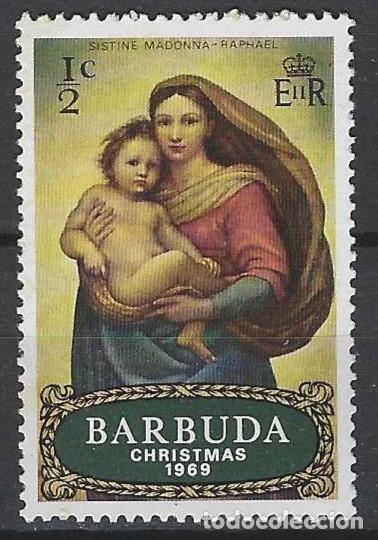 Sellos: BARBUDA 1969 - NAVIDAD, MADONNA DE RAFAEL - MNH** - Foto 1