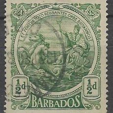 Francobolli: BARBADOS 1921 - ALEGORÍA DE BARBADOS, ½P VERDE - USADO