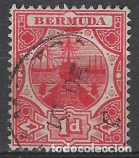 Sellos: BERMUDA 1908-10 - DIQUE SECO, 2P ROJO - USADO - Foto 1