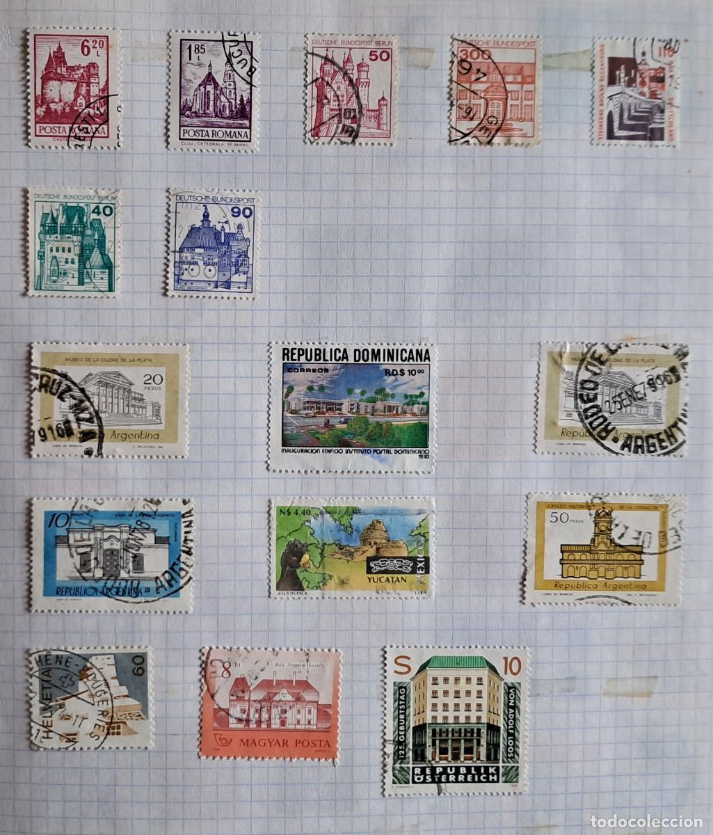 Sellos: lote de 16 sellos usados, extranjeros de edificios. - Foto 1