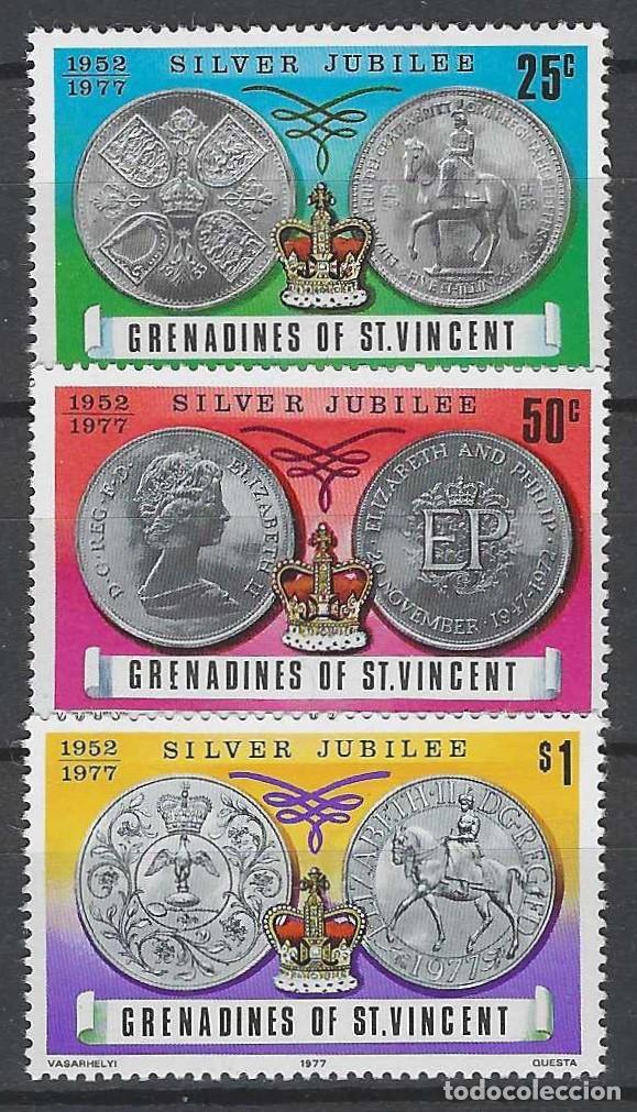Sellos: GRANADINAS DE ST. VINCENT 1977 - 25&ordm; ANIV. DEL REINADO DE ISABEL II, S.COMPLETA - MNH**