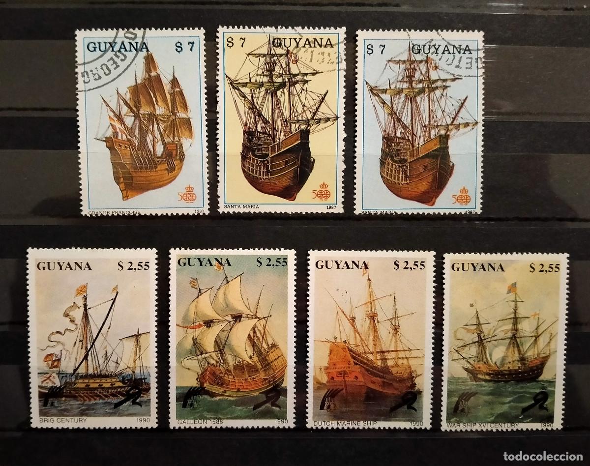 Stamps: Guyana 1988 1990 Usado / MNH** Lote V Centenario descubrimiento Am&eacute;rica Barcos