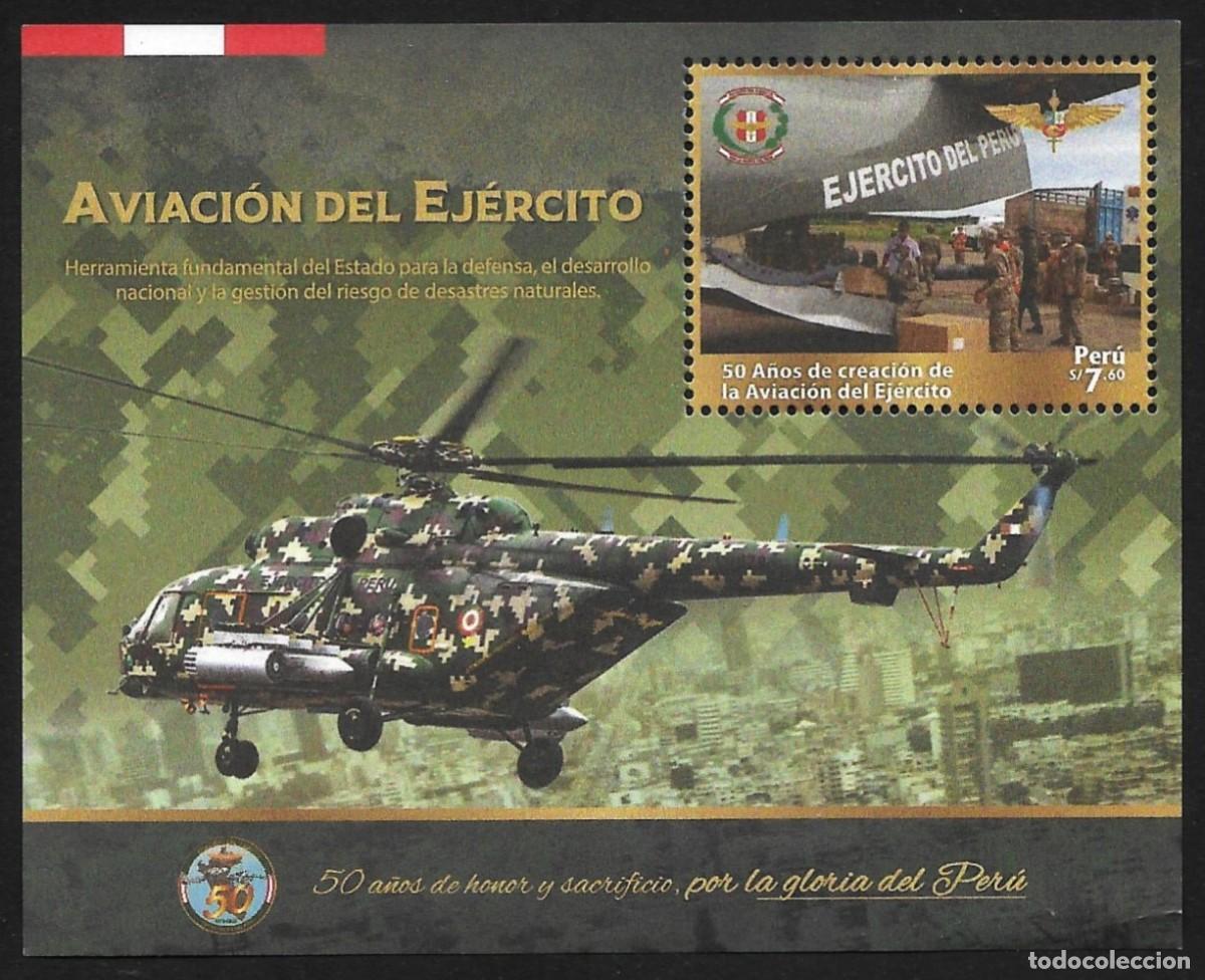 Sellos: Peru 2023 , Helicoptero , Aviacion del Ejercito , MNH - Foto 1