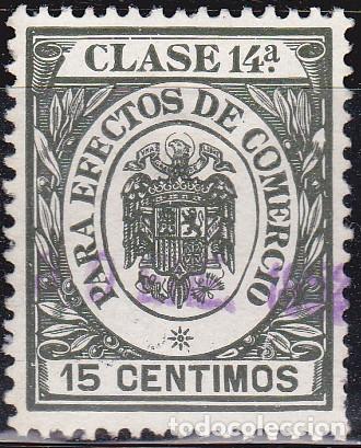 Sellos: SELLO FISCAL - PARA EFECTOS DE COMERCIO 14&ordf; CLASE - 15 CENTIMOS - Foto 1