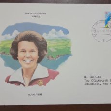 Sellos: P) 1987 ARUBA, ROYAL VISIT, QUEEN BEATRIX AND PRINCE CLAUS, CIRCULATED TO NEW YORK, FDC, FX