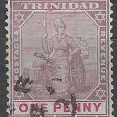 Francobolli: TRINIDAD 1896-1900 - BRITANIA, 1P PÚRPURA/CARMÍN - USADO