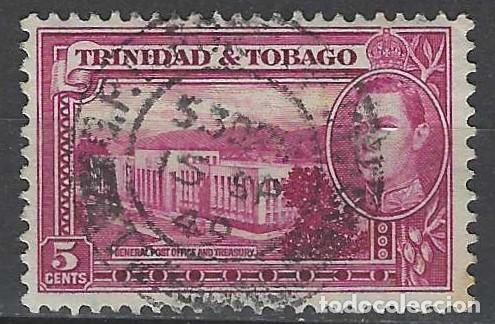 Sellos: TRINIDAD Y TOBAGO 1938-44 - JORGE VI, EDIFICO DE CORREOS, 5C - USADO - Foto 1