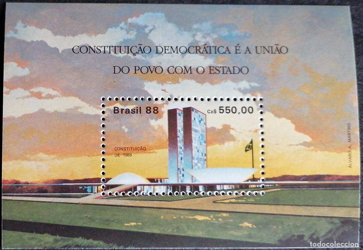 Sellos: BRASIL 1988 - HB LA NUEVA CONSTITUCI&Oacute;N . - Foto 1