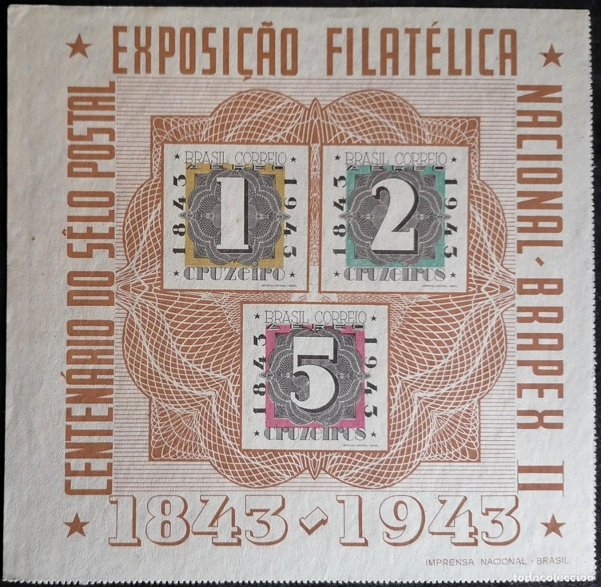Sellos: BRASIL 1943 - HB CENTENARIO DEL SELLO . - Foto 1