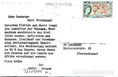 Stamps: Bahamas & Marcofilia, VII - Localidad de tracci&oacute;n de Bahamas, Nassau a Nuremberg 1963 (97999)