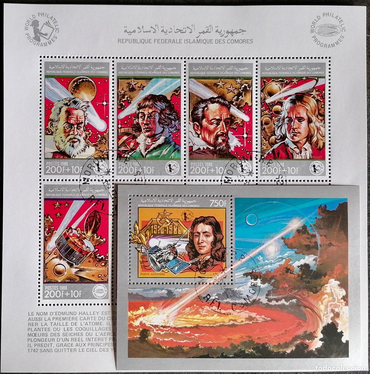 Sellos: COMORAS 1988 - DOS HB COMETA HALLEY = - Foto 1