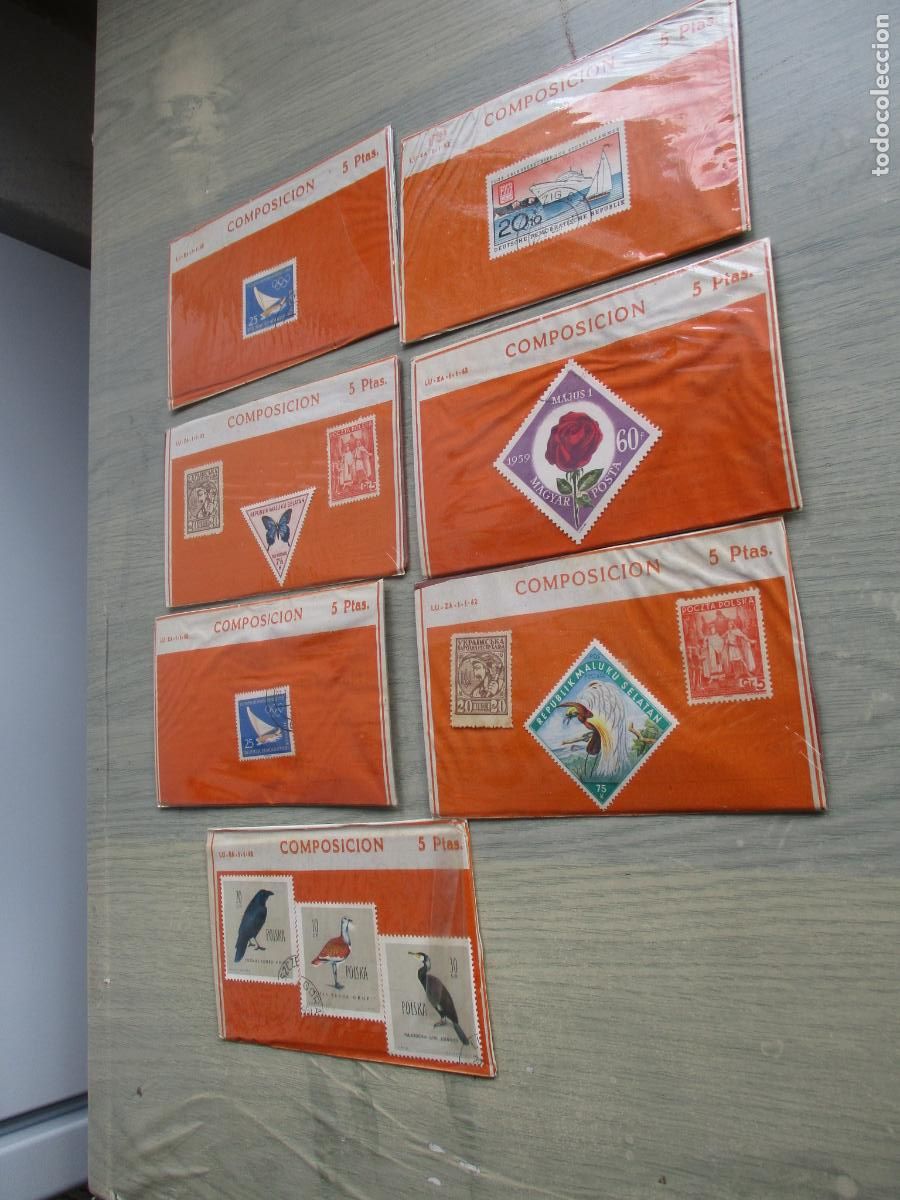 Sellos: 7 PEQUE&Ntilde;OS SOBRES CON 13 SELLOS- - Foto 1