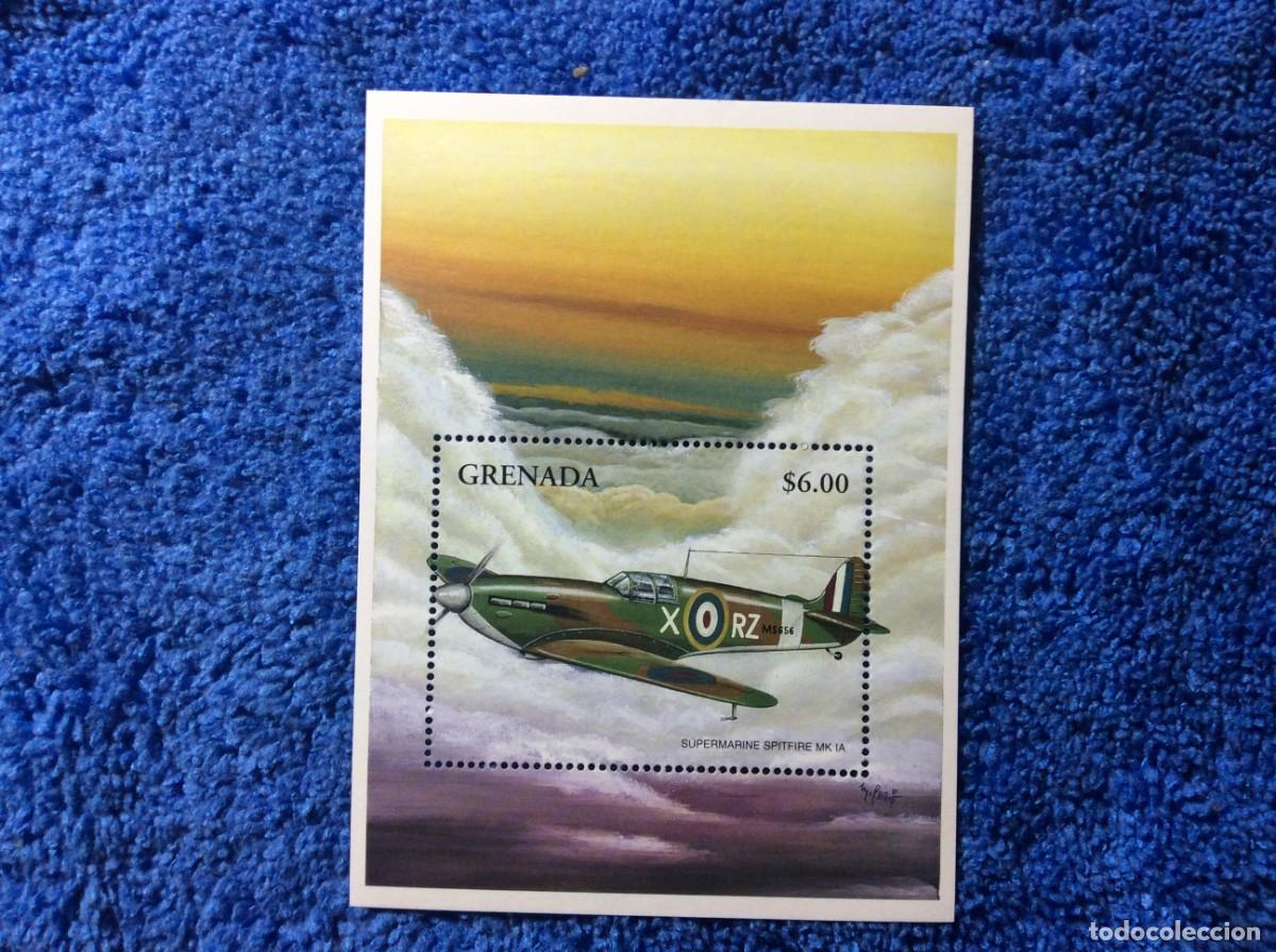 Sellos: GRANADA. AVIACI&Oacute;N DE COMBATE. SPITFIRE. MNH (8TA06) - Foto 1