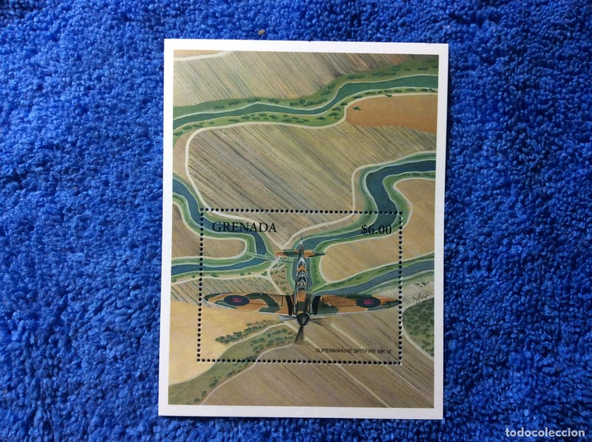 Sellos: GRANADA. AVIACI&Oacute;N DE COMBATE. SPITFIRE. MNH (8TA06) - Foto 1