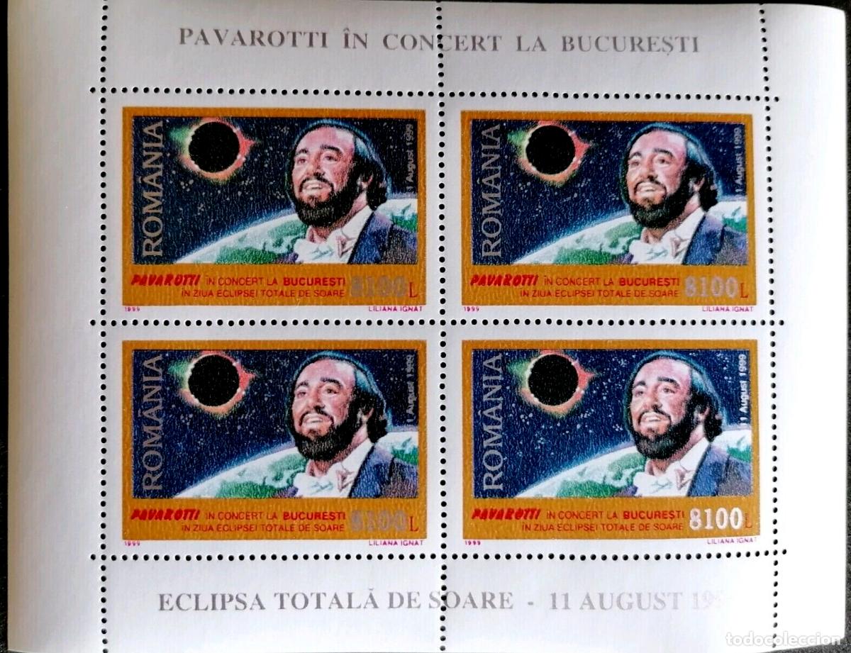 Sellos: RUMANIA 1999 - HB PAVAROTTI / ECLIPSE . - Foto 1