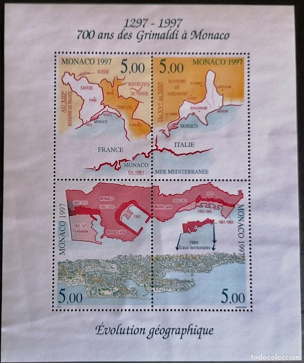 Sellos: M&Oacute;NACO 1997 - HB EVOLUCI&Oacute;N GEOGR&Aacute;FICA . - Foto 1