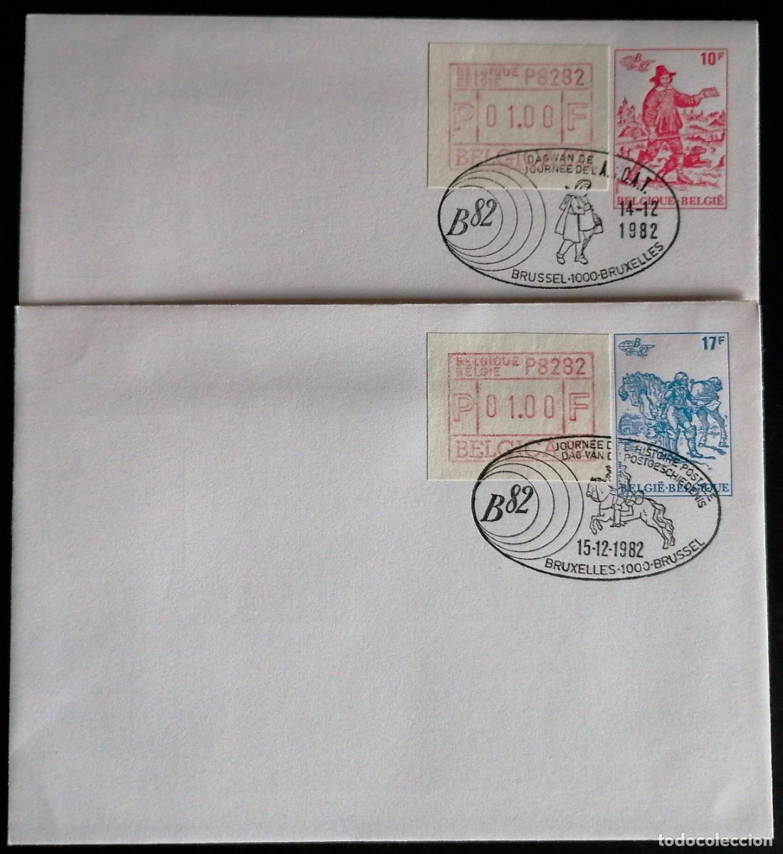 Sellos: B&Eacute;LGICA 1982 - 2 SOBRES / EXPO . - Foto 1