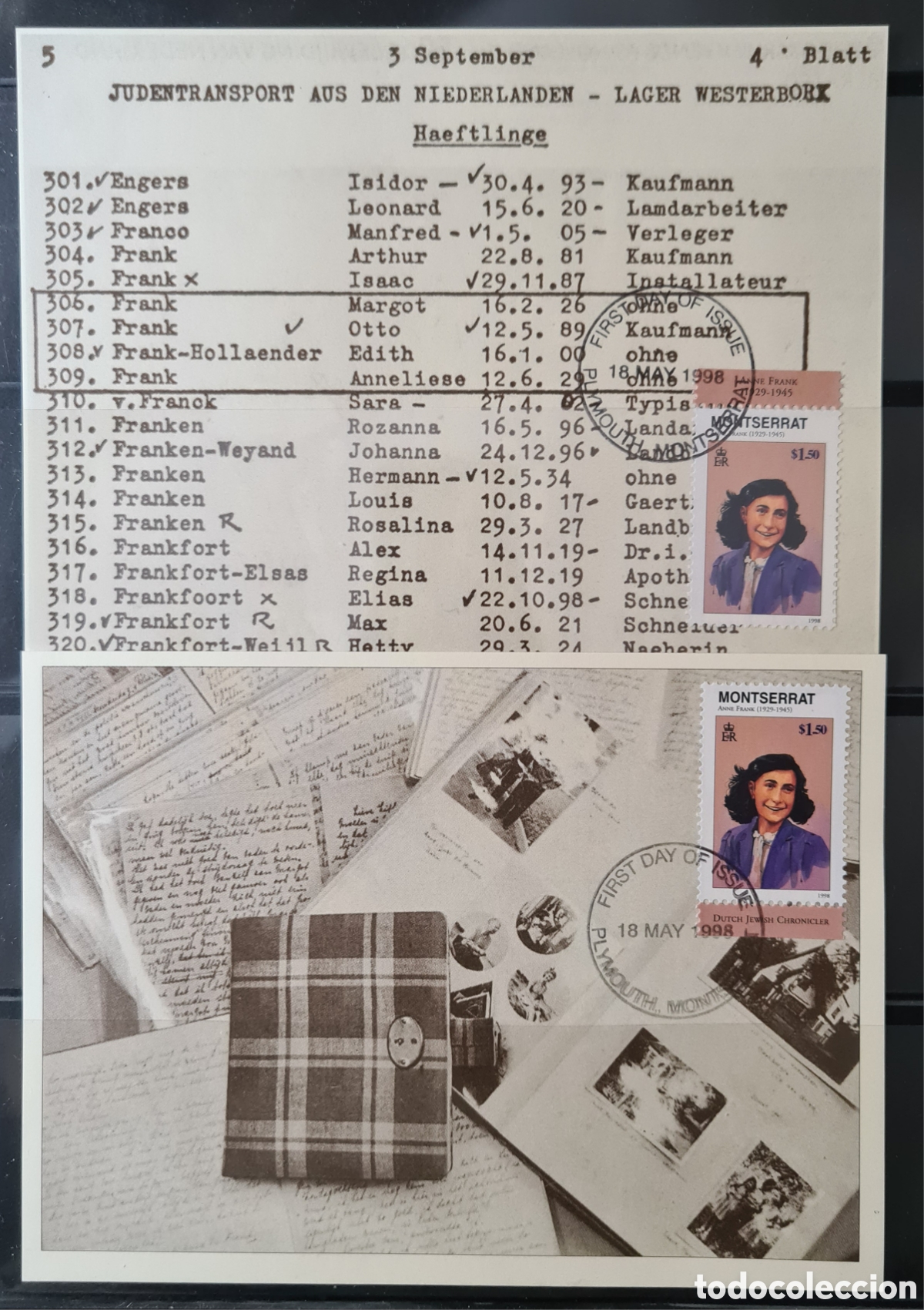 Sellos: Sellos de Montserrat, Ana Frank - Foto 3