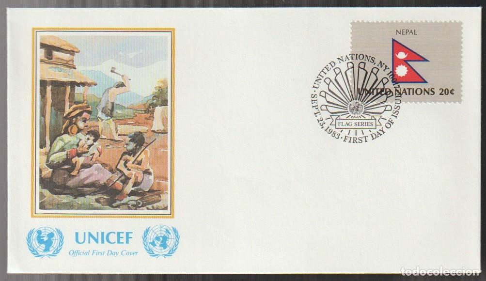 Sellos: United Nations 1983 - Flag Nepal UNICEF FDC - Foto 1