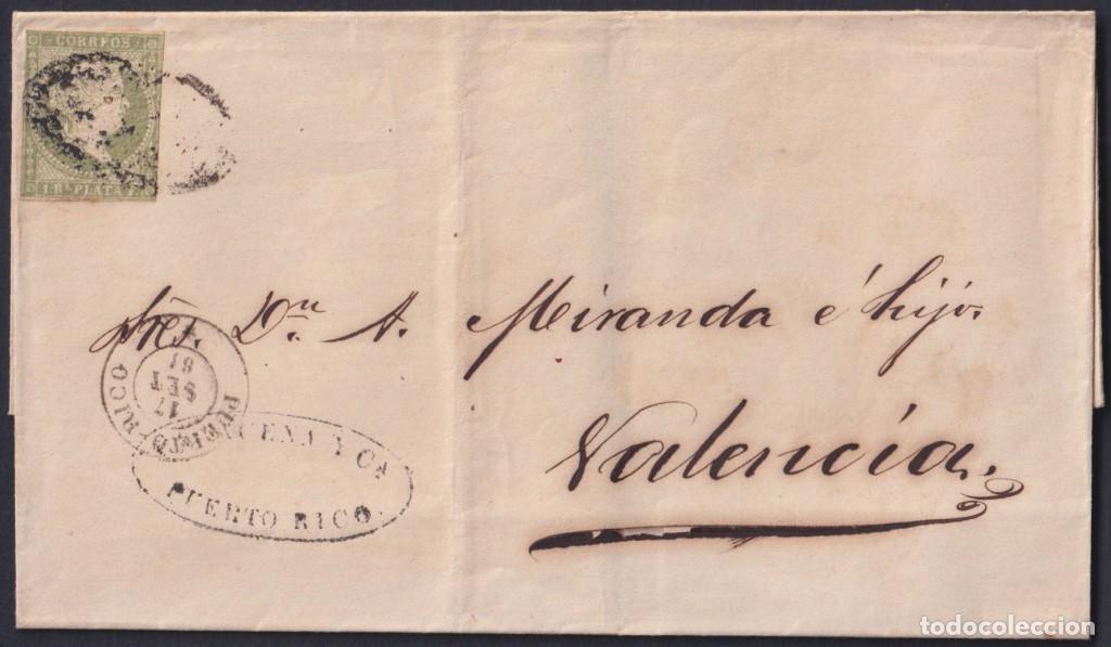 Briefmarken: F-EX45715 PUERTO RICO SPANISH ANTILLES 1r 1856 USE IN 1861 COVER TO VALENCIA SPAIN.