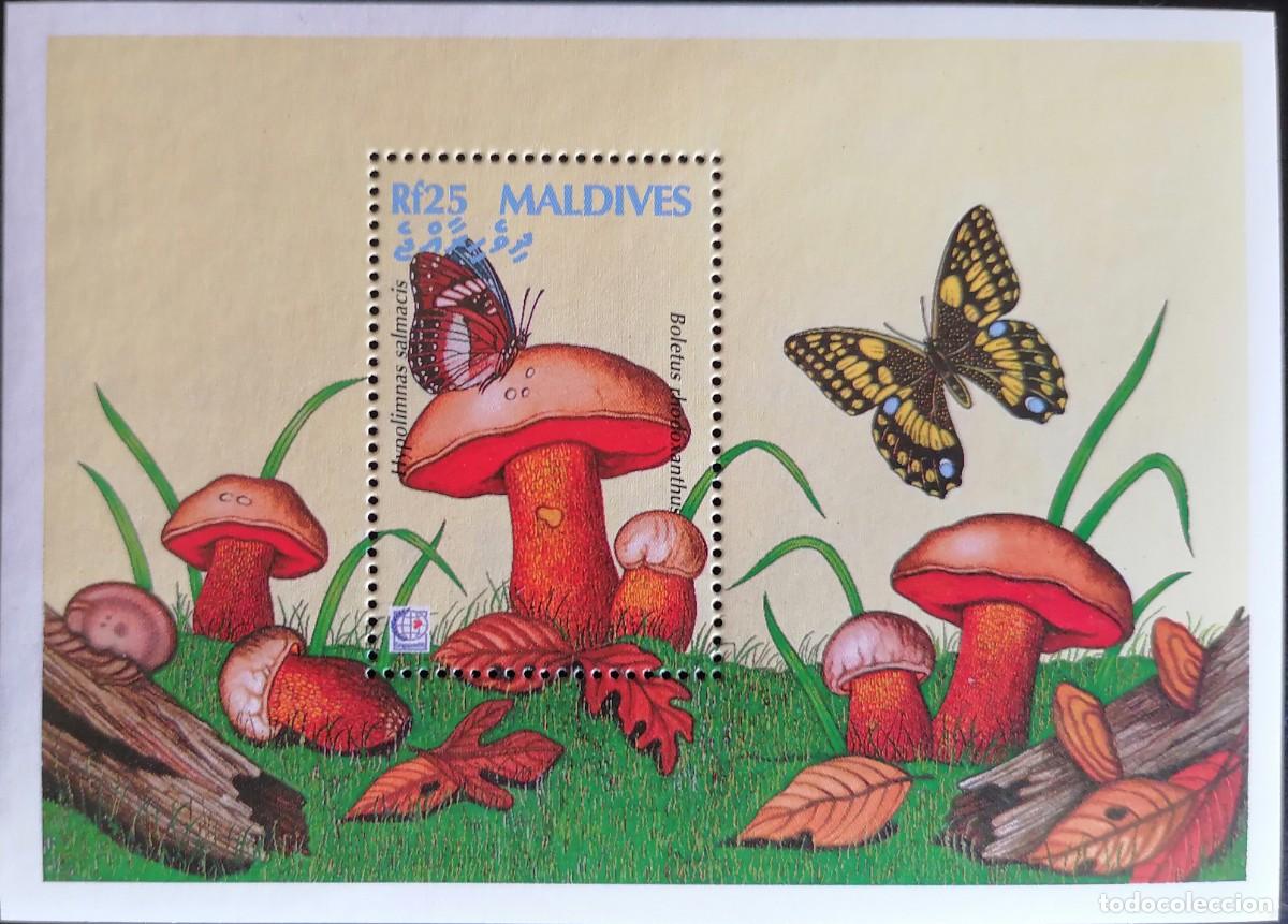 Sellos: MALDIVAS 1995 - HB SETAS / MARIPOSAS . - Foto 1