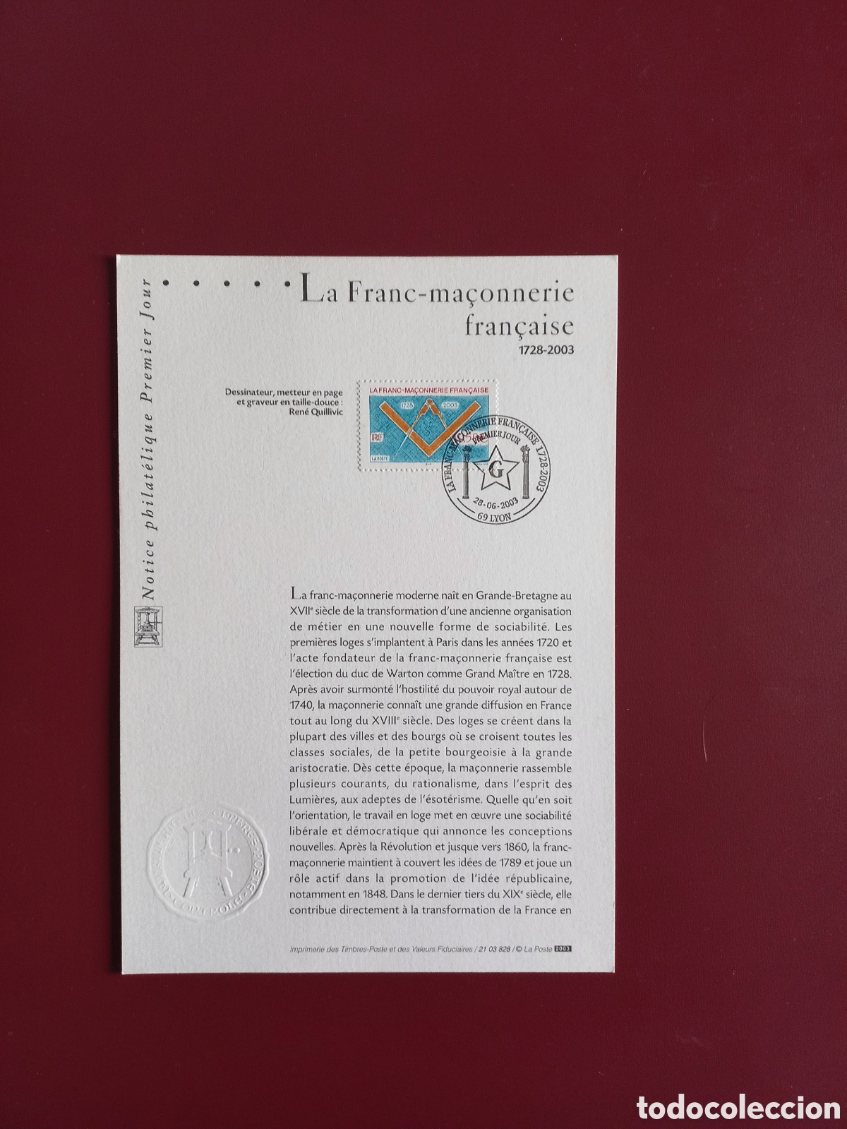 Sellos: MASONER&Iacute;A. BICENTENARIO DEL GRAN ORIENTE DE FRANCIA - Foto 2