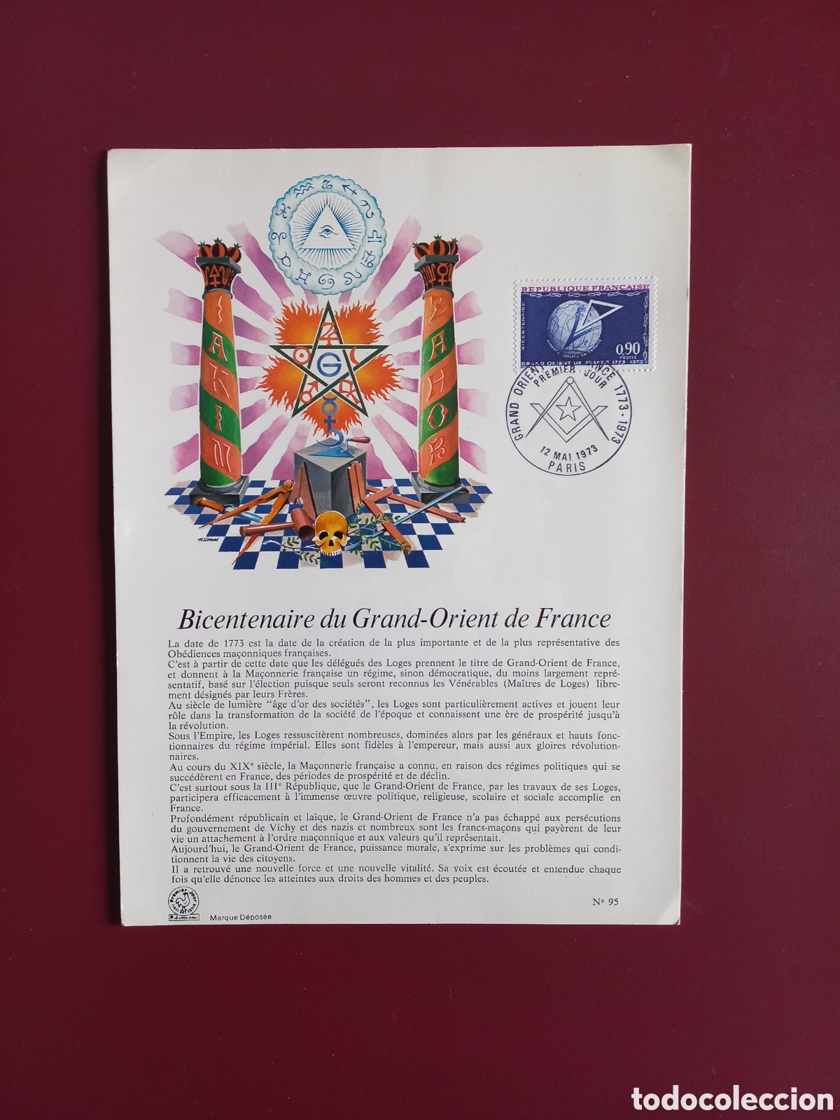 Sellos: MASONER&Iacute;A. BICENTENARIO DEL GRAN ORIENTE DE FRANCIA - Foto 1