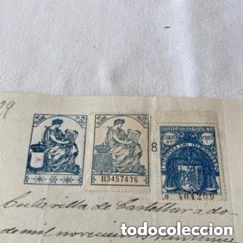 Sellos: POLIZA EN DOCUMENTO JUDICIAL DE CASTELLAR EN 1929 - Foto 1